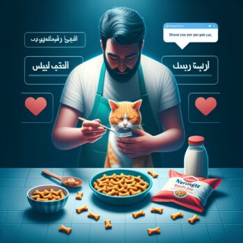 Create an image that depicts a heartfelt scene in a realistic style and high-definition quality. It features a pet owner, showing their love towards their pet cat not by sharing their dinner scraps, but by feeding it with specifically designed cat treats brought from a pet store. The treats should give the impression of being both safe and delicious, fit for feline consumption. Remember to not include any text or Arabic numerals in the image.
